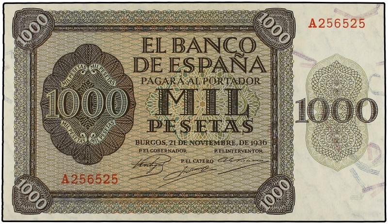 1.000 Pesetas. 21 Noviembre 1936. Alcázar de Toledo. Serie A. Ed-423. SC.