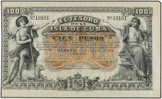 100 Pesos. 12 Agosto 1891. EL TESORO DE LA ISLA DE CUBA. (Leves arruguitas). Ed-67. EBC+.
