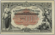200 Pesos. 12 Agosto 1891. EL TESORO DE LA ISLA DE CUBA. (Algunas arrugas). Ed-68. MBC+.