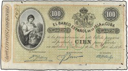 100 Pesos Fuertes. 15 Mayo 1896. EL BANCO ESPAÑOL DE LA ISLA DE CUBA. (Leves perforaciones del tiempo). MUY ESCASO. Ed-75. MBC.