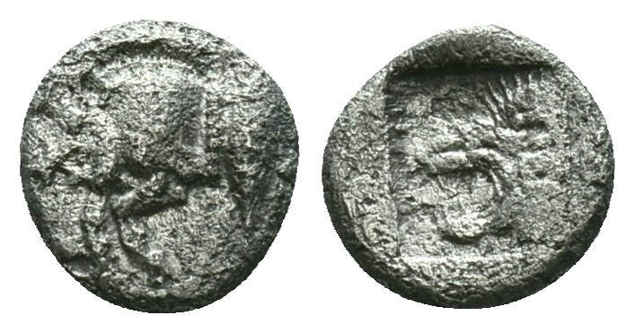 Greek coins
Mysia, Cyzicus
Obol circa 450, AR . Forepart of boar l., behind, t...