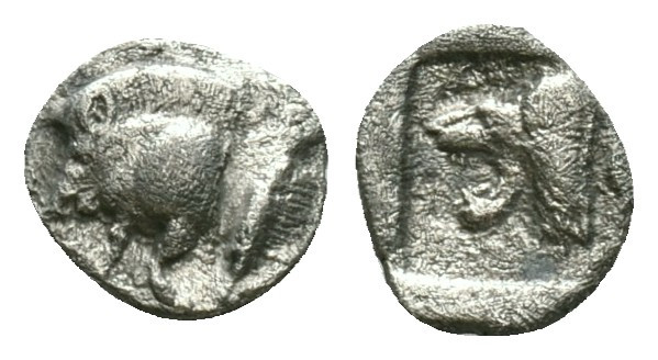 Greek coins
Mysia, Cyzicus
Obol circa 450, AR . Forepart of boar l., behind, t...