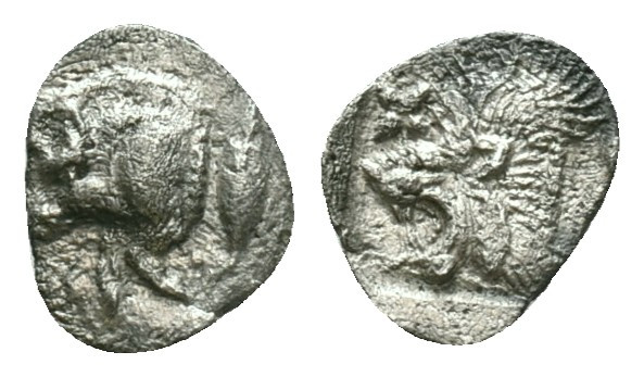 Greek coins
Mysia, Cyzicus
Obol circa 450, AR . Forepart of boar l., behind, t...