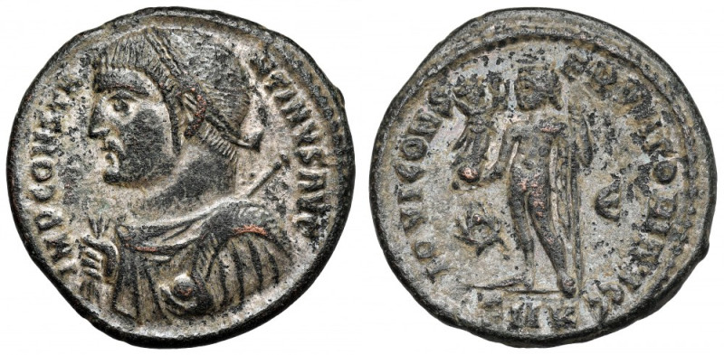 Konstantyn I Wielki (306-337 n.e.) Follis, Kyzikos Awers: Popiersie cesarza w wi...