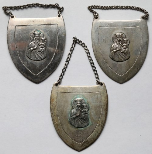 PRL, Srebrne Ryngrafy - zestaw (3szt) Srebro próby. 800, wymiary 44 x 37 mm, wag...
