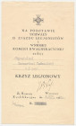 Legitymacja do Krzyża Legionowego 1931 [8202]