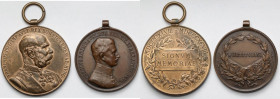 Austro-Węgry, Medal jubileuszowy 50-lecia panowania cesarza 1898 i za Odwagę - zestaw (2szt)