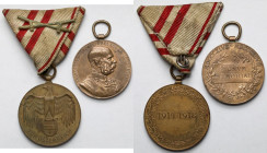 Austro-Węgry, Medal jubileuszowy 50-lecia panowania cesarza 1898 i za Wielką Wojnę 1914-1918- zestaw (2szt)