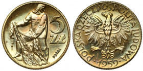 Próba MOSIĄDZ 5 złotych 1959 Rybak