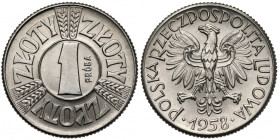 Próba NIKIEL 1 złoty 1958 - nominał