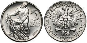 Próba NIKIEL 5 złotych 1959 Rybak