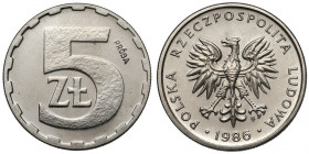 Próba NIKIEL 5 złotych 1986