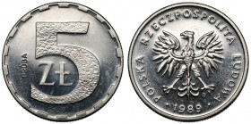 Próba NIKIEL 5 złotych 1989