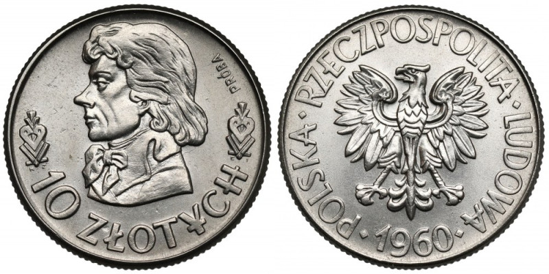 Próba NIKIEL 10 złotych 1960 Kościuszko - popiersie Pierwszy typ próbnych monet ...