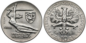 Próba NIKIEL 10 złotych 1965, VII wieków Warszawy - Nike, z herbem