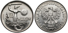 Próba NIKIEL 10 złotych 1965, VII wieków Warszawy - Syrena