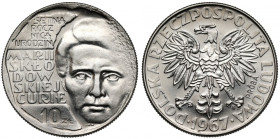 Próba NIKIEL 10 złotych 1967 Skłodowska - na wprost