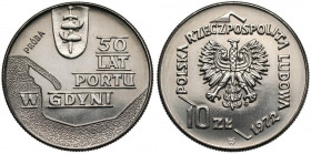 Próba NIKIEL 10 złotych 1972 Port w Gdyni - tło z deseniem