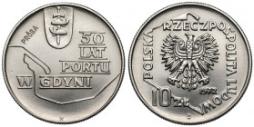 Próba NIKIEL 10 złotych 1972 Port w Gdyni - tło bez desenia