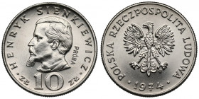 Próba NIKIEL 10 złotych 1974 Sienkiewicz