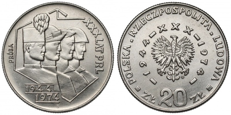 Próba NIKIEL 20 złotych 1974 Górnik, Hutnik... Reference: Parchimowicz P 299.a
...
