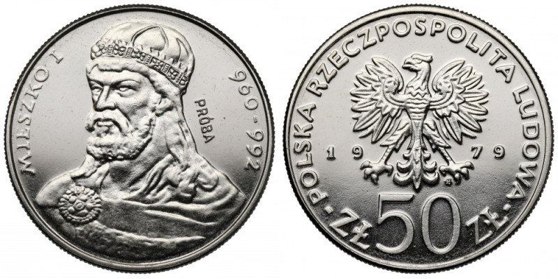 Próba NIKIEL 50 złotych 1979 Mieszko I - popiersie Lekka patyna. 
Reference: Pa...