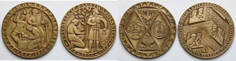 Medal 1000-lecie Państwa Polskiego i Monety Polskiej 1966 - zestaw (2szt) Średni...
