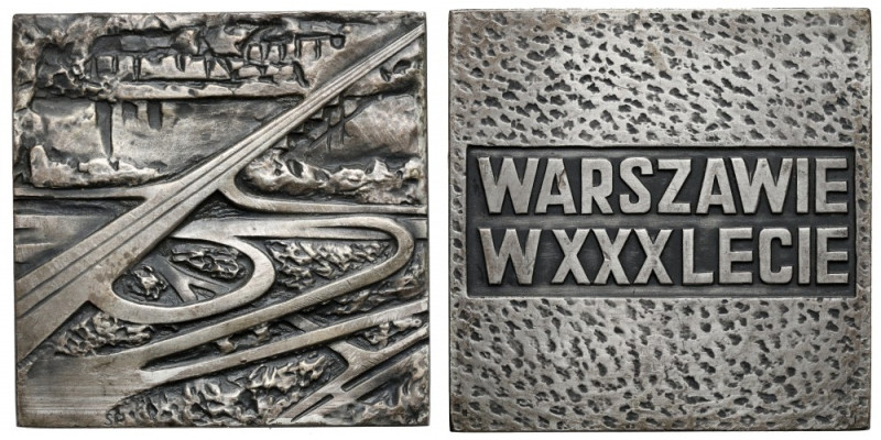 Plakieta SREBRO Warszawie w XXX lecie 1974 Na obrzeżu punca Mennicy Warszawskiej...