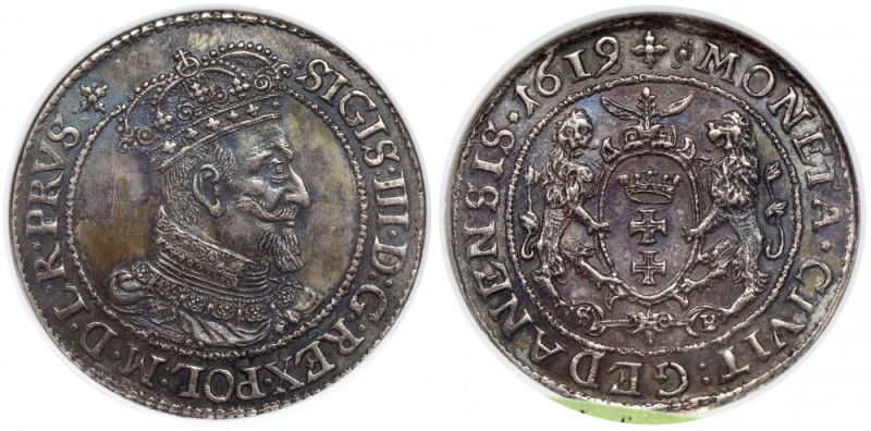 Zygmunt III Waza, Ort Gdańsk 1619/8 SB Bardzo ładny ort w mocnej, połyskowej, ci...