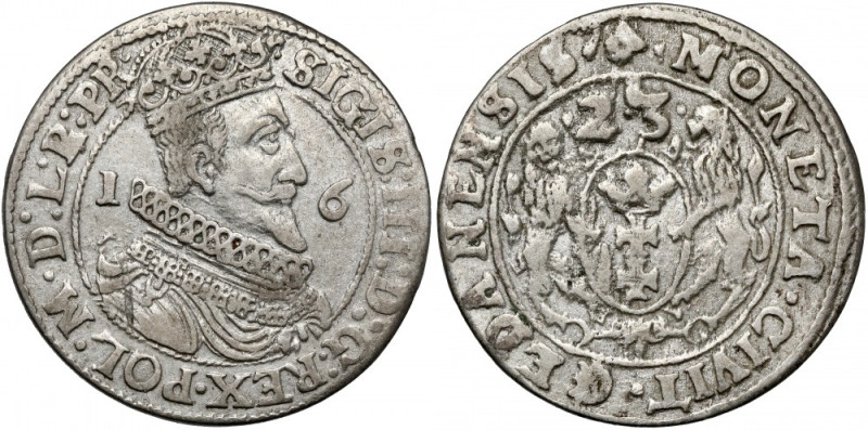 Zygmunt III Waza, Ort Gdańsk 1623 Ładny awers. Rewers wytłoczony długo eksploato...