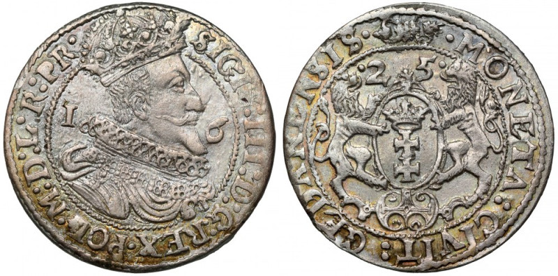 Zygmunt III Waza, Ort Gdańsk 1625 - PR Odmiana z tytulaturą zakończoną PR•. Krop...