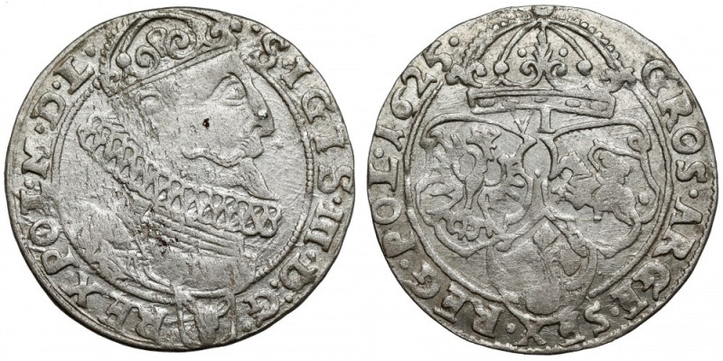 Zygmunt III Waza, Szóstak Kraków 1625 - Półkozic Rzadsza odmiana z herbem Półkoz...