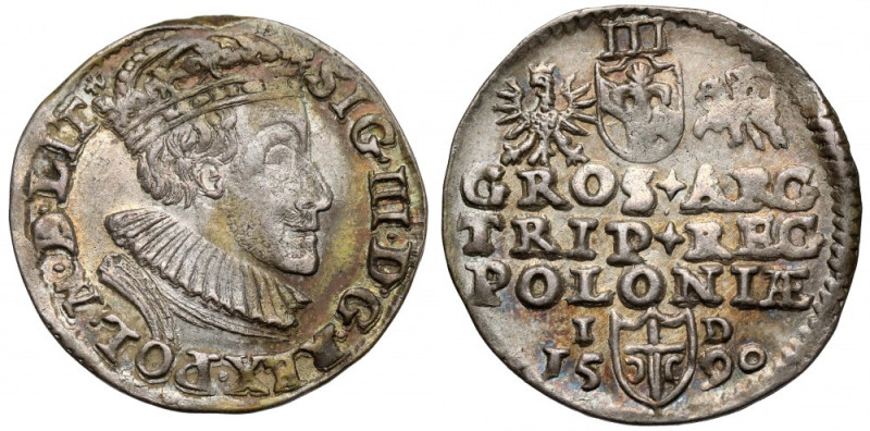 Zygmunt III Waza, Trojak Olkusz 1590 - Przegonia Bardzo ładny połysk. Lekkie ude...