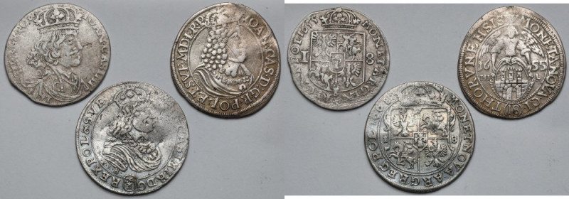 Jan II Kazimierz, Ort 1655-1668 - zestaw (3szt) Zestaw zawierający m.in. dwa cen...