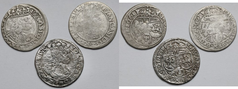 Jan II Kazimierz, Szóstak Lwów 1661 GBA - zestaw (3szt) W zestawie obecny m.in. ...