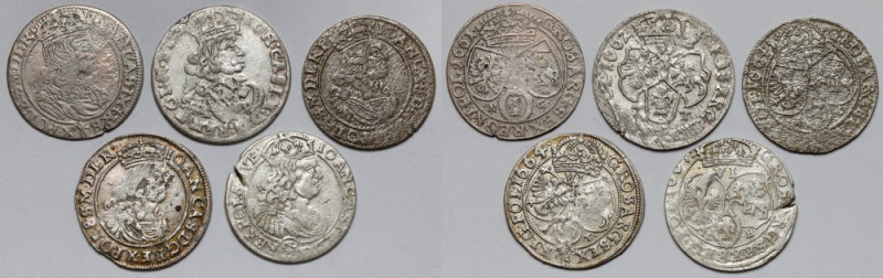 Jan II Kazimierz, Szóstaki 1661-1667 - zestaw (5szt) W zestawie obecny bardzo rz...