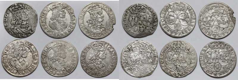 Jan II Kazimierz, Szóstaki 1662-1667 - zestaw (6szt) W zestawie obecna m.in. cen...