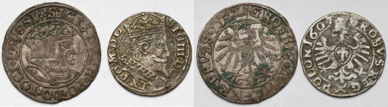 Zygmunt I Stary i Zygmunt III Waza, Grosz Toruń 1532 i Kraków 1607 - zestaw (2sz...