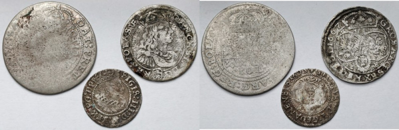 Zygmunt III Waza i Jan II Kazimierz, Grosz 1625, Szóstak 1667 i Tymf - zestaw (3...