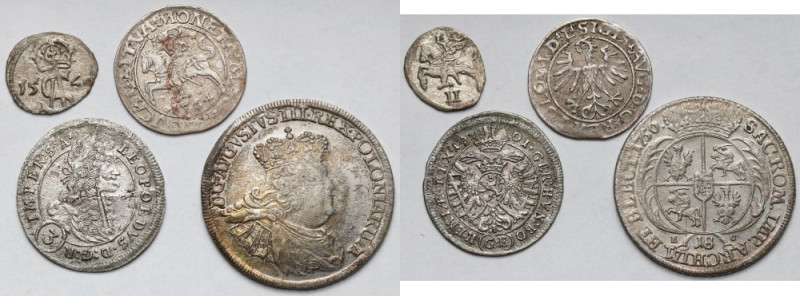 Polska i Czechy, Dwudenar, Półgrosz, Ort i 3 krajcary - zestaw (4szt) 
Grade: V...