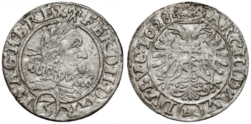 Śląsk, Ferdynand II, 3 krajcary 1628 HR, Wrocław Ładny, z połyskiem. 
Reference...