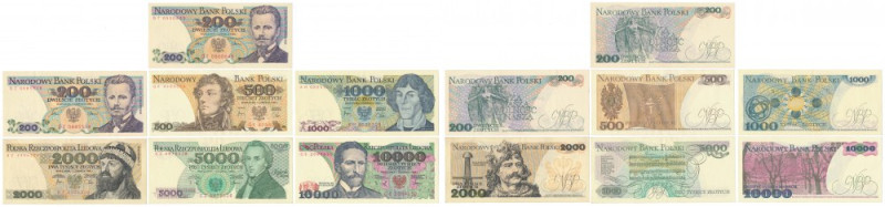Zestaw 200-10.000 zł 1982-1986 (7szt) 10tys. st.1/1- 1tys. st.1- pozostałe bankn...