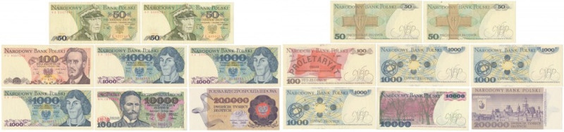 Zestaw 50-200.000 zł 1982-1989 (8szt) 50 zł KF, KE st.3&nbsp; 10tys. st.2+ 200ty...
