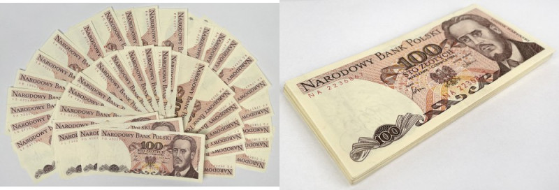 100 złotych 1986-1988 - MIX serii (46szt) 
Grade: UNC/AU