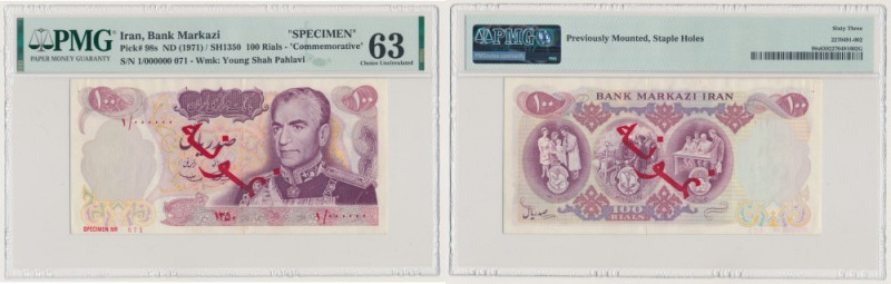 Iran, SPECIMEN 100 Rials ND (1971) Reference: Pick 98s
Grade: PMG 63