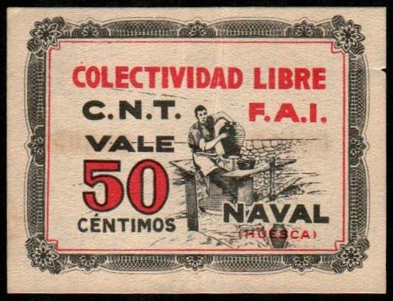 Naval, Huesca. Colectividad Libre CNT-FAI. 50 céntimos. Sin serie. G529; M993C (...