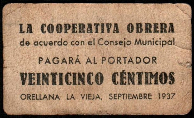 Orellana la Vieja, Badajoz. Consejo Municipal de acuerdo, Cooperativa Obrera. Se...