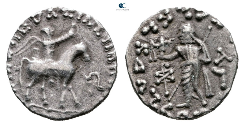 Indo-Skythians. Azes 58-12 BC. 
Drachm AR

15 mm, 2,28 g



Very Fine