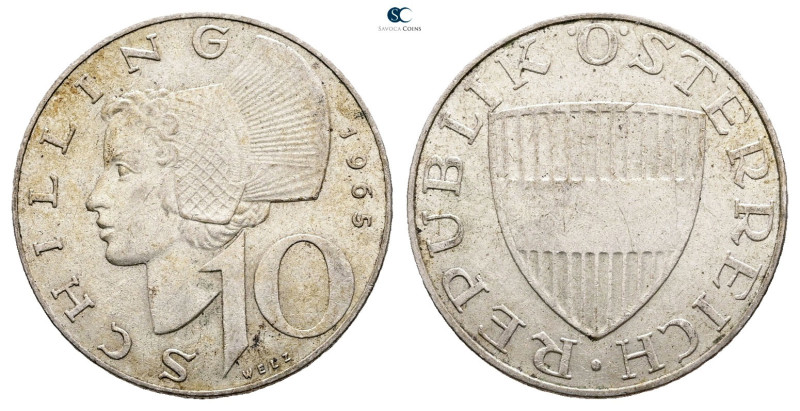 Austria. AD 1965. 
10 Schilling AR

27 mm, 7,53 g



Extremely Fine