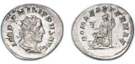 Rome Roman Empire 244 - 249 AR Antoninianus - Philippus I (ROMAE AETERNAE; Roma and Victory) Silver Rome Mint 4.21g AU RIC IV.3 106A OCRE ric.4.ph_i.1...